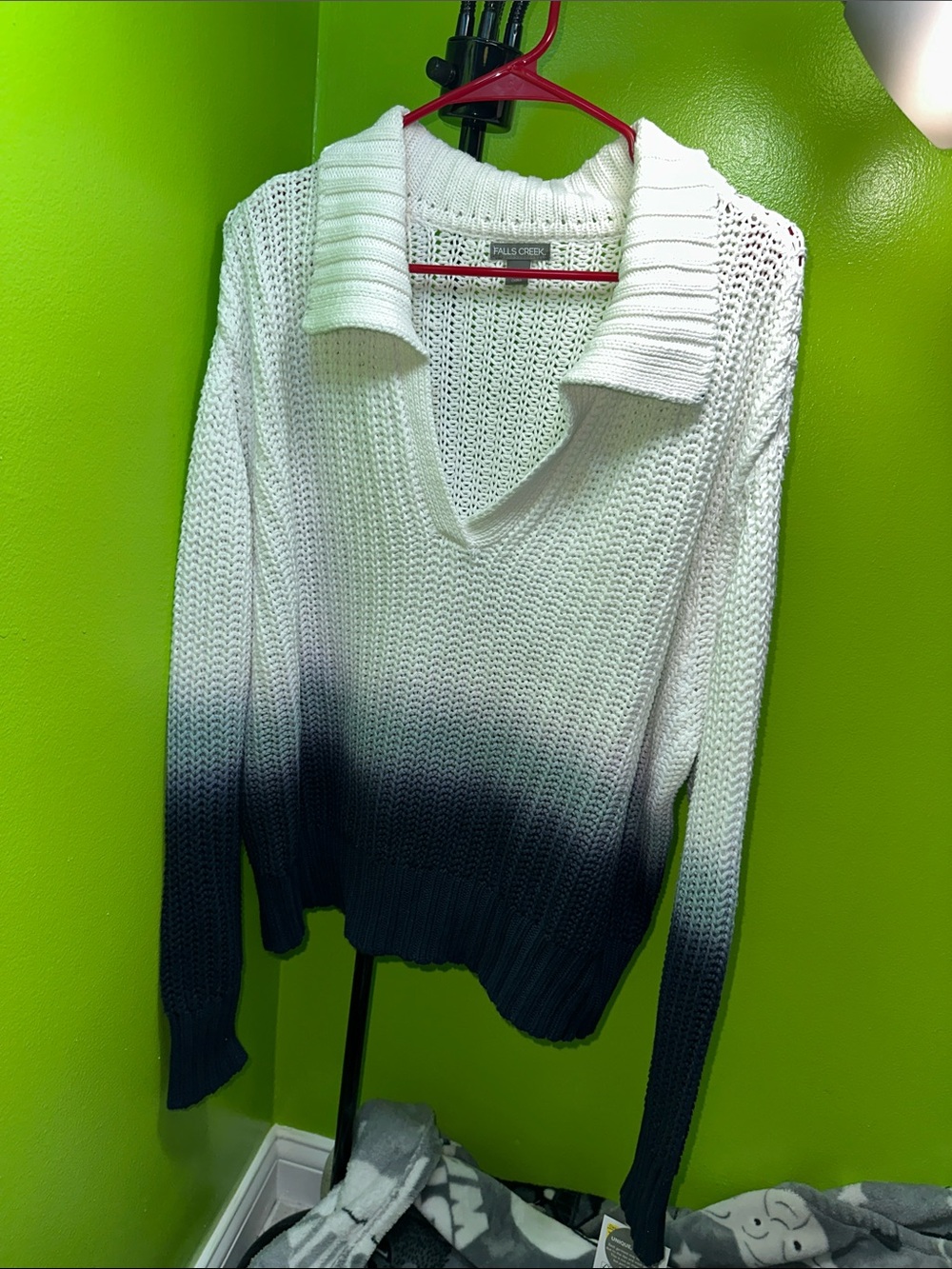Falls Creek White-to-Black Ombre V-Neck Sweater